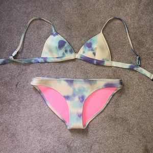Purple & Blue Tie Dye Triangl Neoprene Bikini